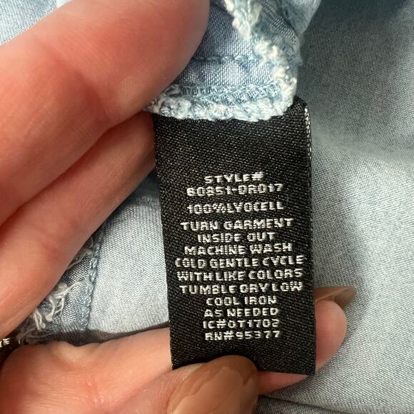 Sanctuary Womens Chambray Off the Shoulder Flare Sleeve Top Sz M Western Country - Picture 9 of 9